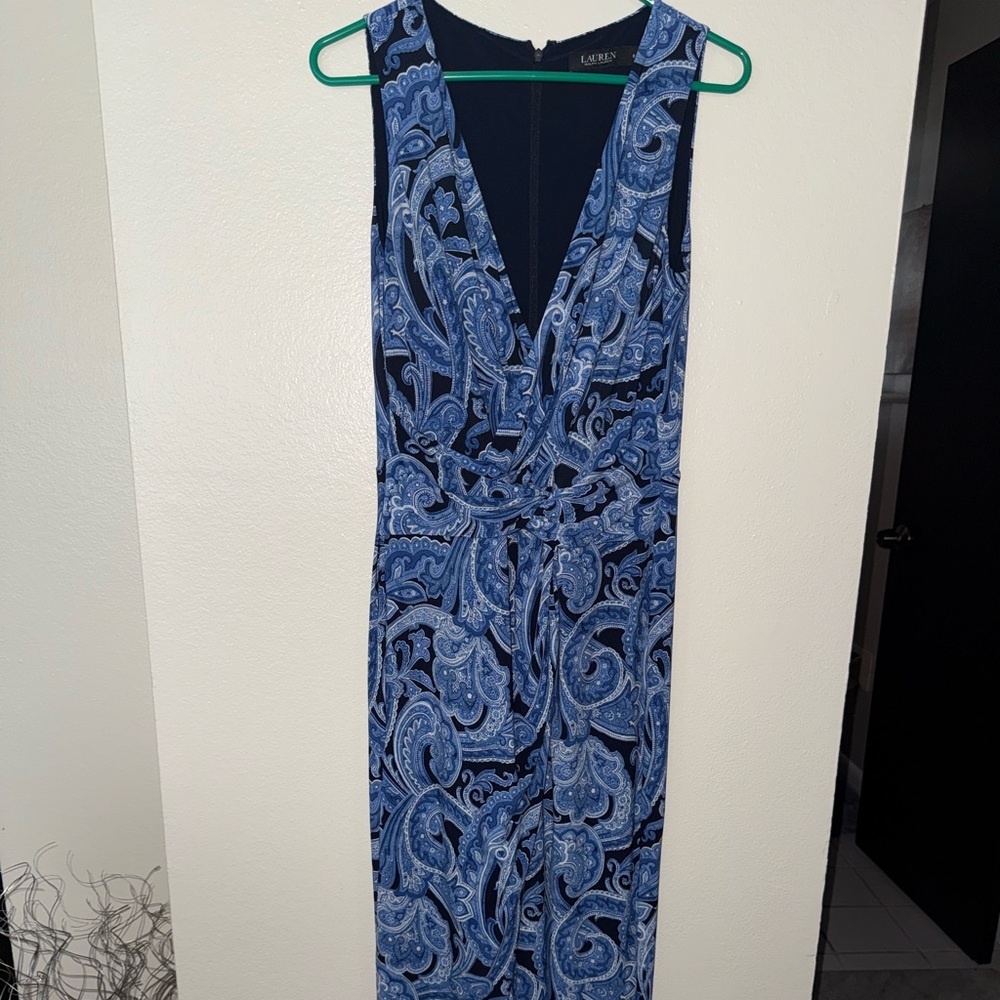 Ralph Lauren Blue and Black Paisley Maxi Dress